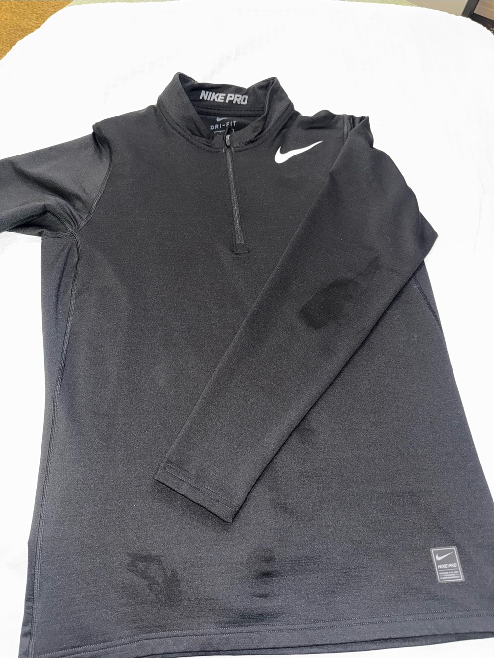 Nike Black Dri-FIT Quarter Zip Pullover with White Swoosh